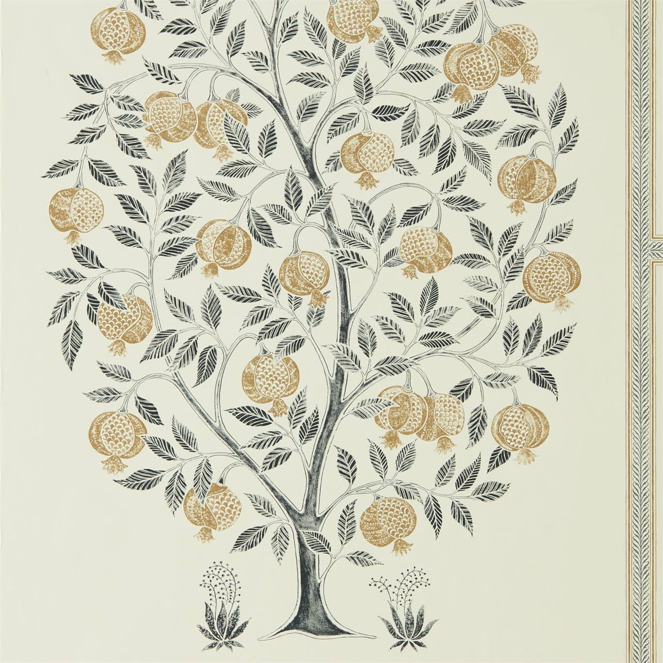 Wallpaper - Sanderson -Caspian Anaar Tree Charcoal/Gold