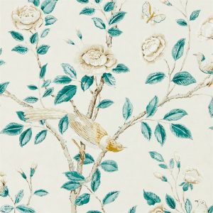 Wallpaper - Sanderson -Caspian Andhara Teal/Cream