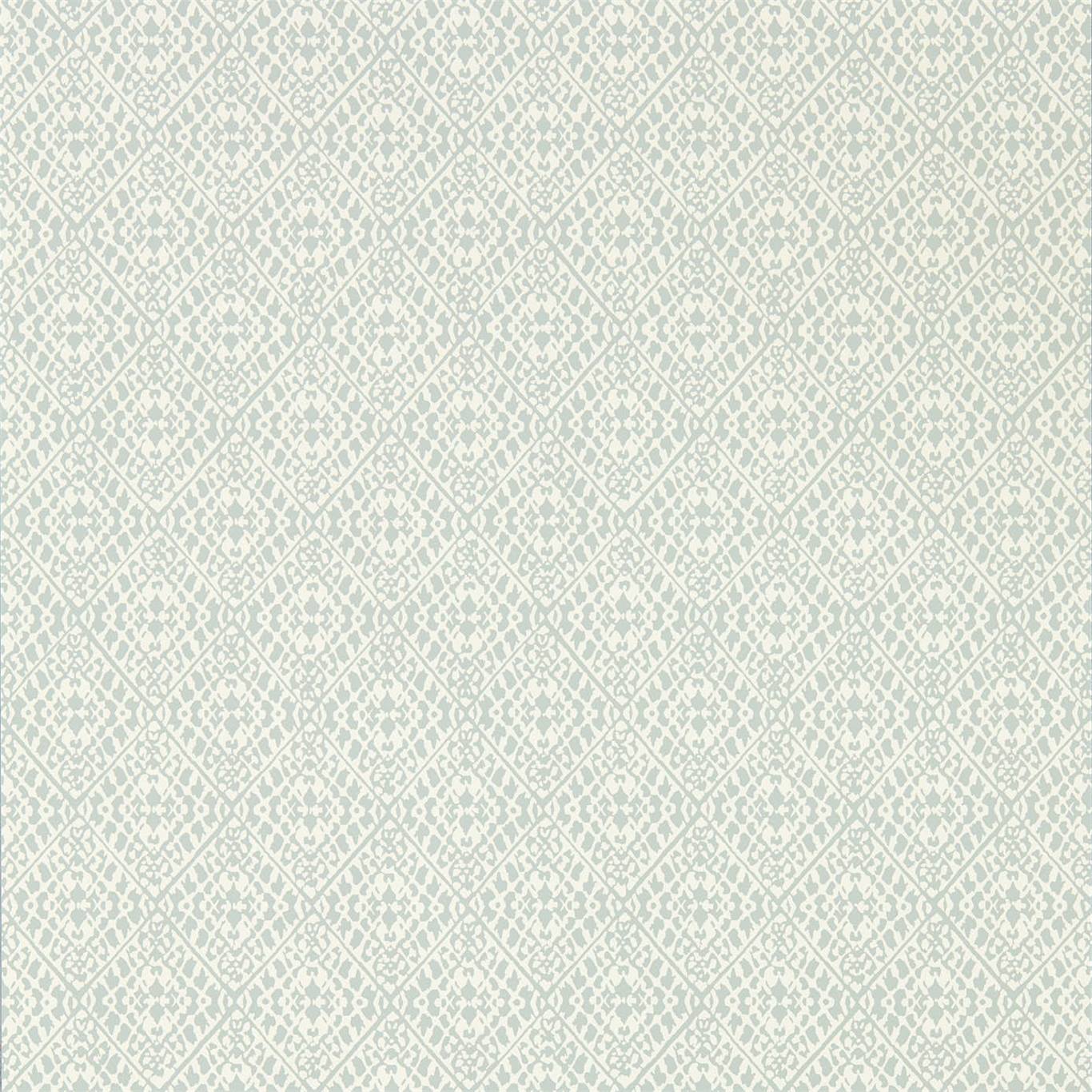 Wallpaper - Sanderson -Caspian Pinjara Trellis Blue Clay