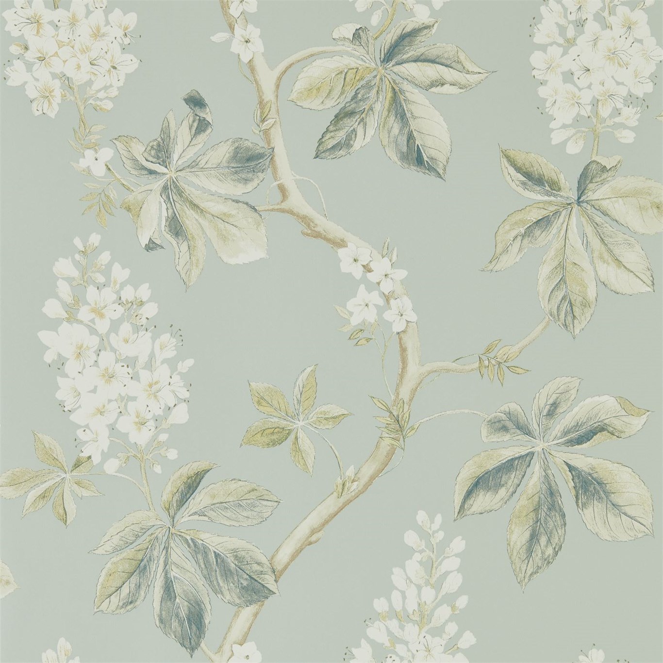 Tapet - Sanderson Woodland Walk Wallpapers Chestnut Tree Grey Blue/Sage