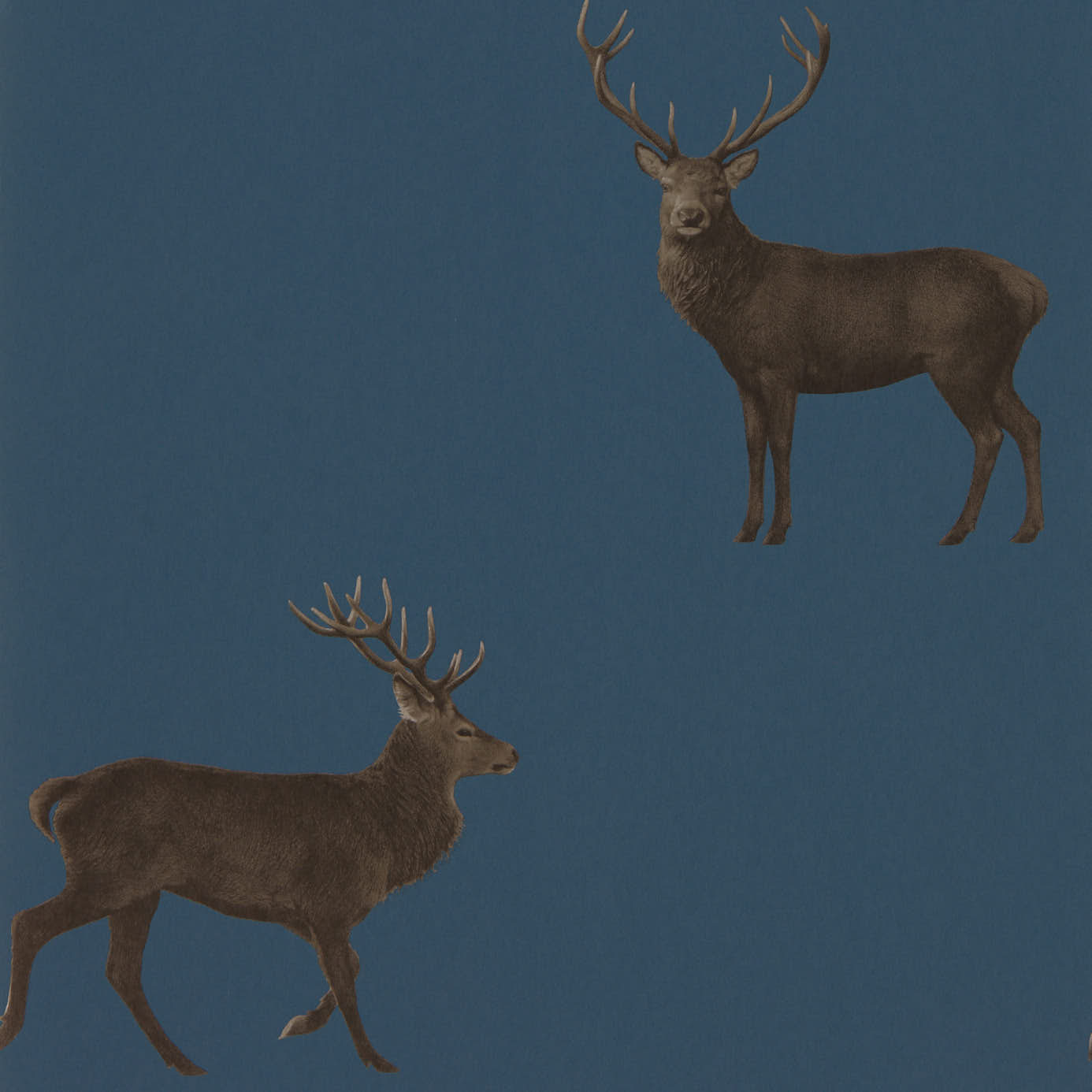 Wallpaper - Sanderson Elysian Evesham Deer (Wallpaper) Indigo