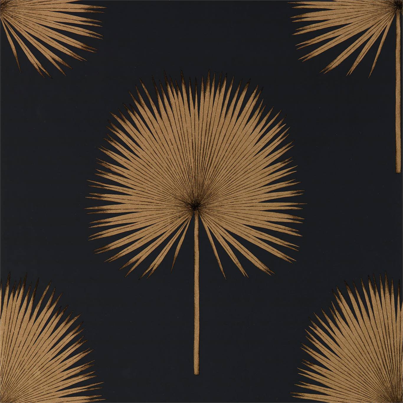 Tapet - Sanderson Glasshouse Fan Palm Charcoal/Gold