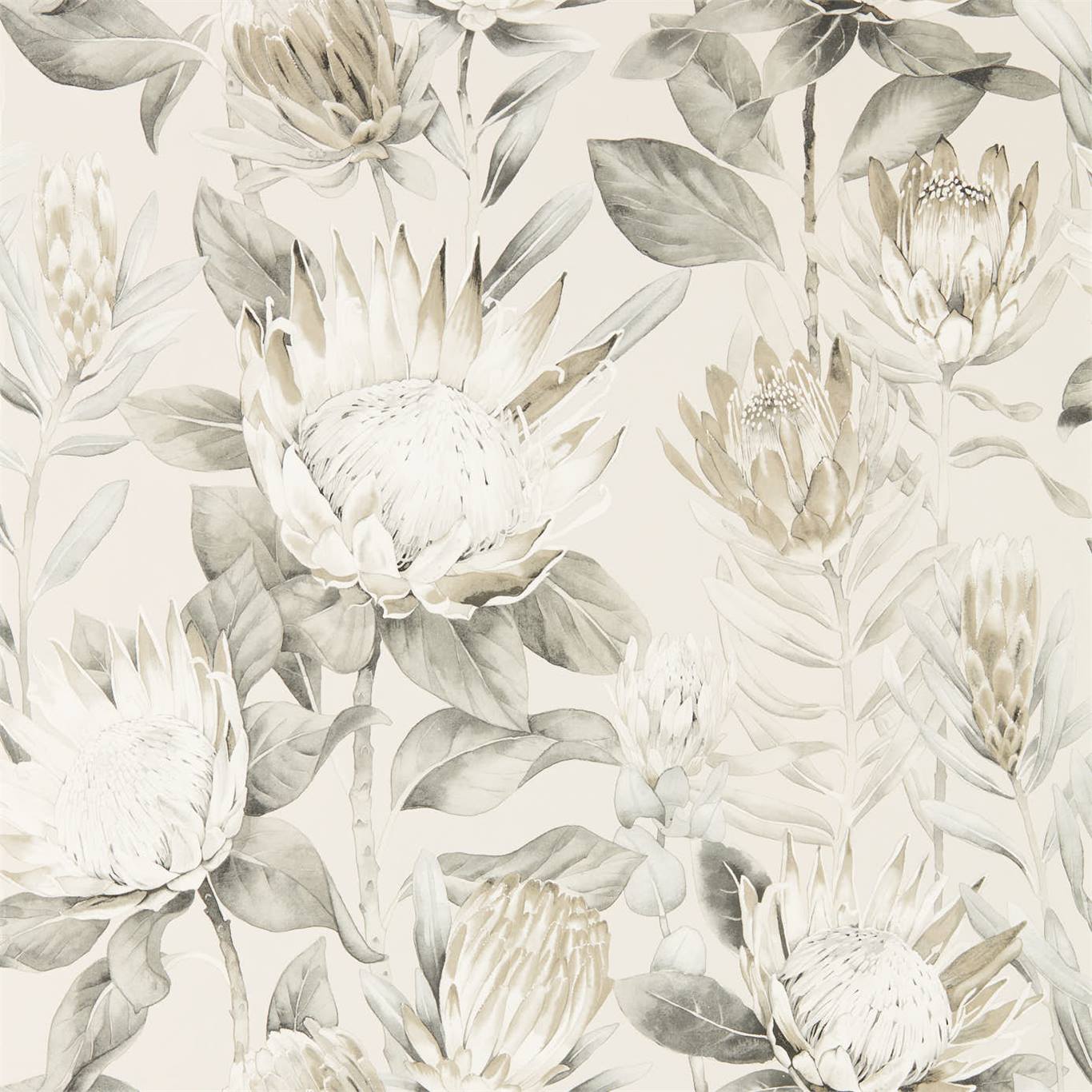 Wallpaper - Sanderson Glasshouse King Protea Linen/Mica