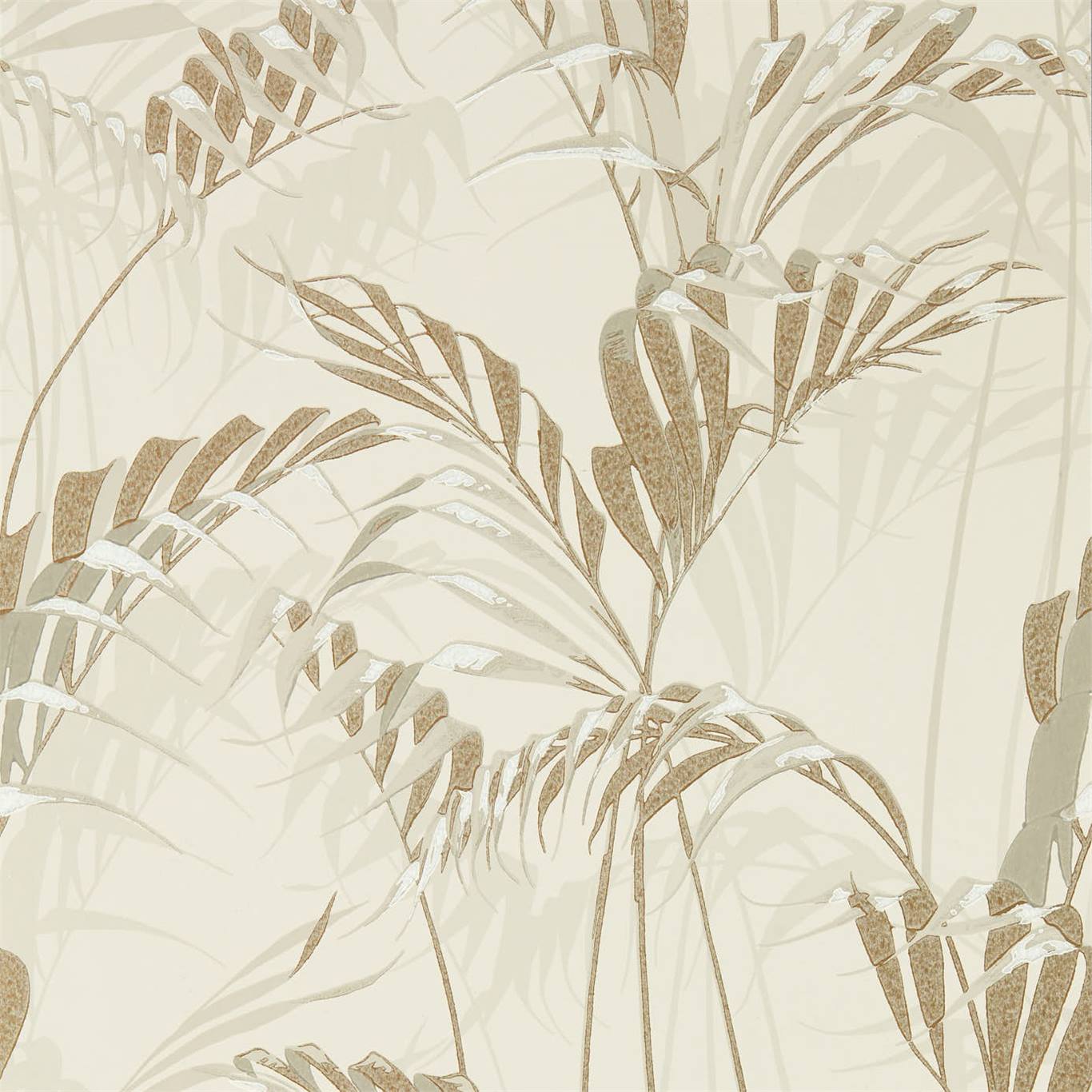 Tapet - Sanderson Glasshouse Palm House Linen/Gilver