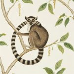 Wallpaper – Sanderson – Glasshouse – Ringtailed Lemur – Cream/Olive