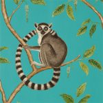 Wallpaper-Sanderson-Glasshouse-Ringtailed-Lemur-Teal-3-1