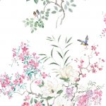 Wallpaper - Sanderson Waterperry Wallpaper Magnolia & Blossom Panel A Blossom/Leaf