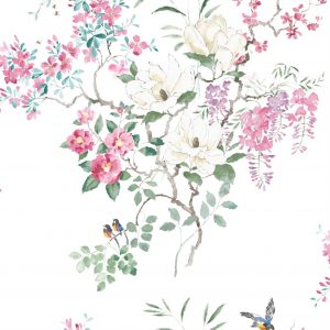 Wallpaper - Sanderson Waterperry Wallpaper Magnolia & Blossom Panel B Blossom/Leaf
