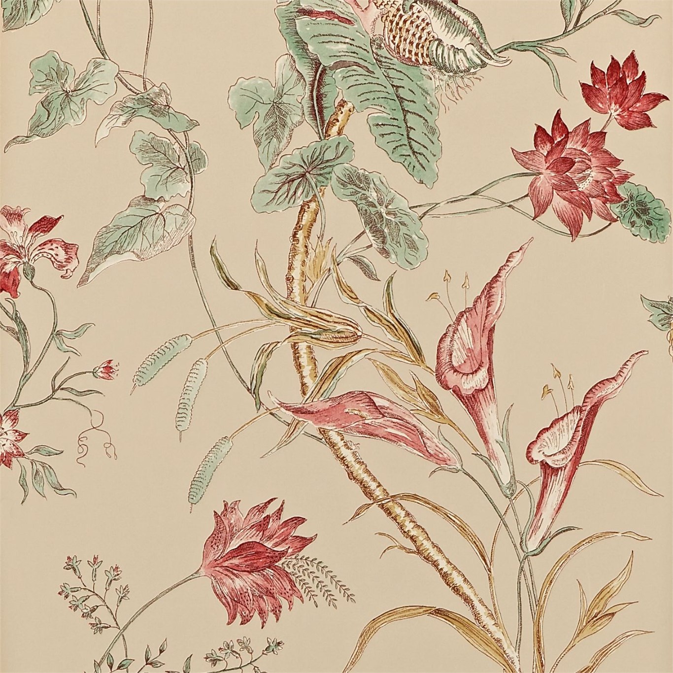 Tapet - Sanderson Caverley Wallpapers Mauritius Red/Antique