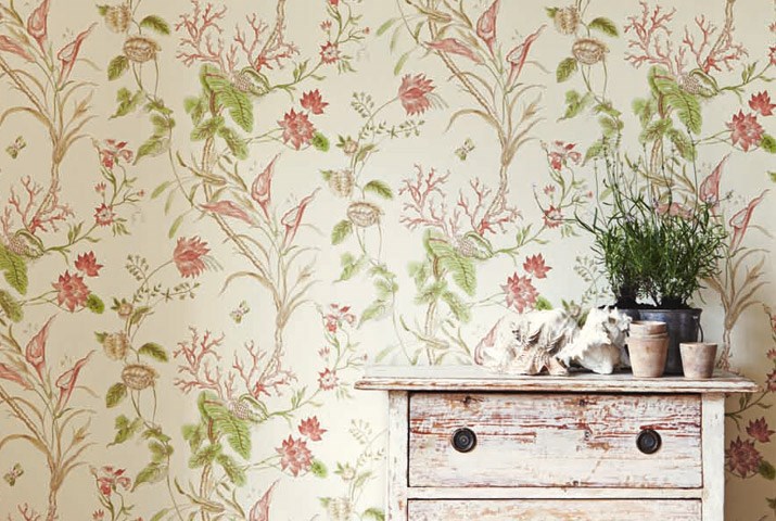 Tapet - Sanderson Caverley Wallpapers Mauritius Rose/Cream