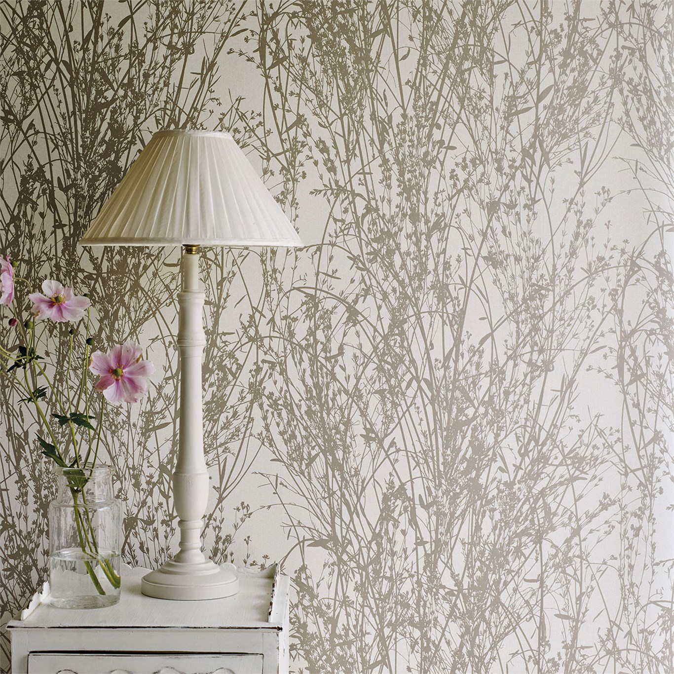Wallpaper - Sanderson Woodland Walk Wallpapers Meadow Canvas Gilver/Linen