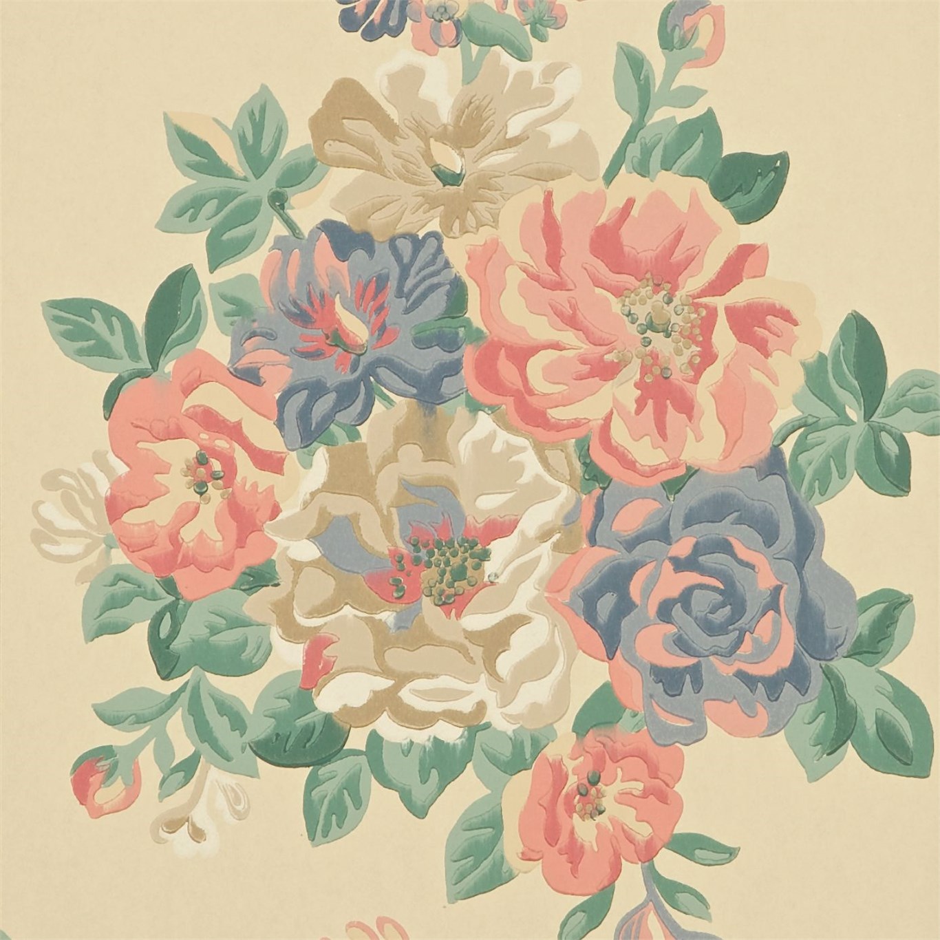 Wallpaper - Sanderson Caverley Wallpapers Midsummer Rose Antique/Rose