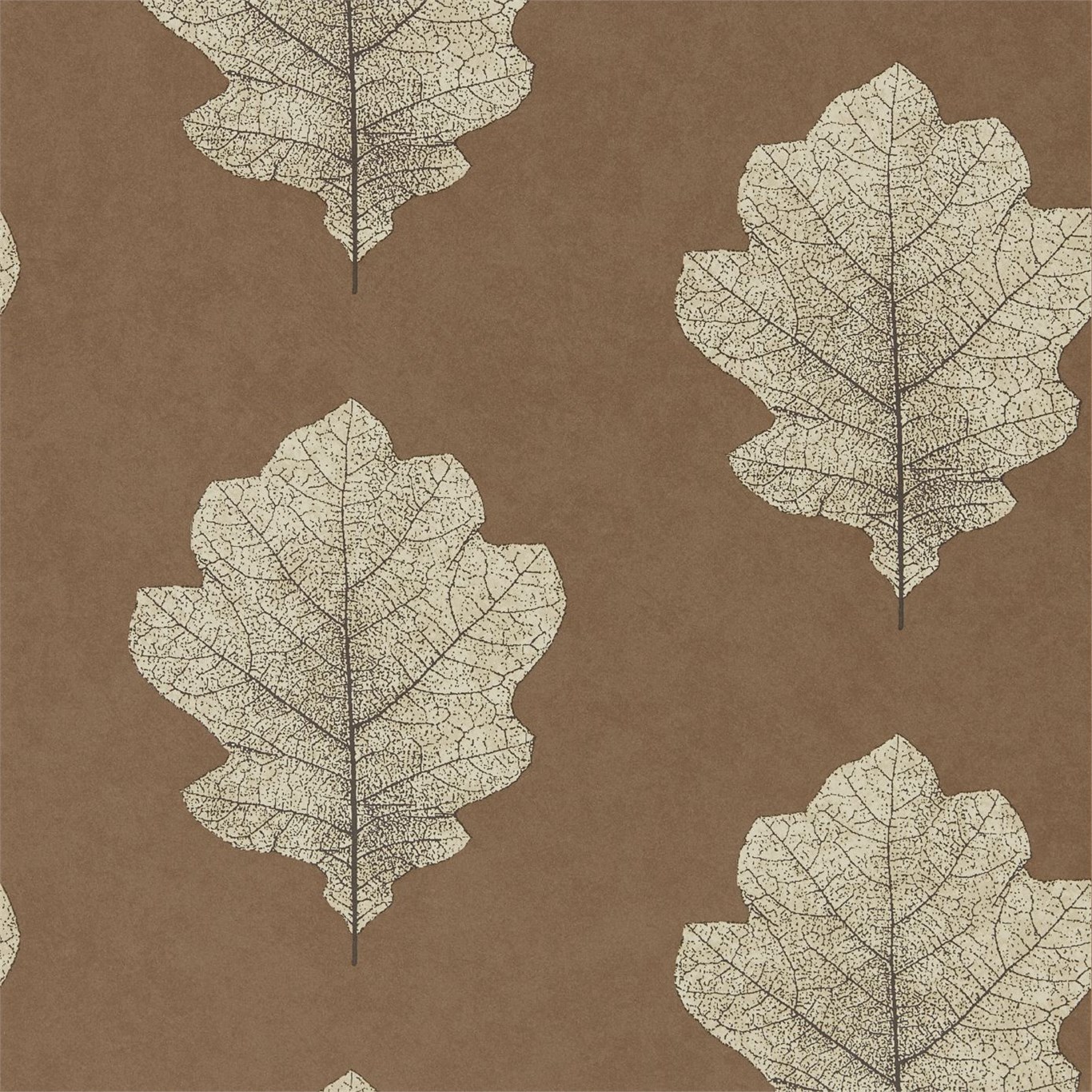Wallpaper - Sanderson Woodland Walk Wallpapers Oak Filigree Copper/Graphite