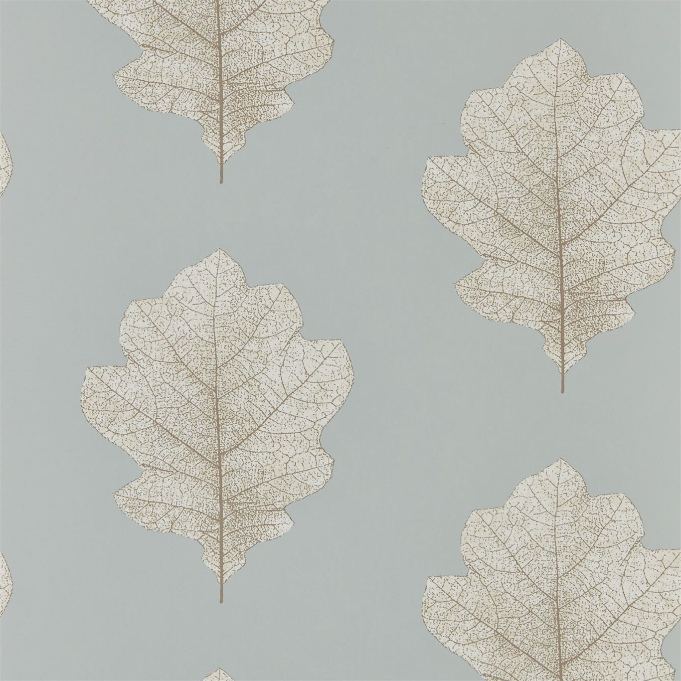 Wallpaper - Sanderson Woodland Walk Wallpapers Oak Filigree Grey Blue/Silver