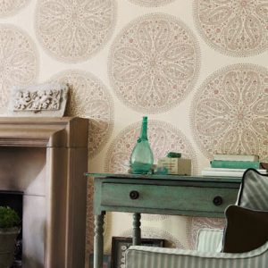 Tapet - Sanderson Caverley Wallpapers Paisley Circles Gold/Russet
