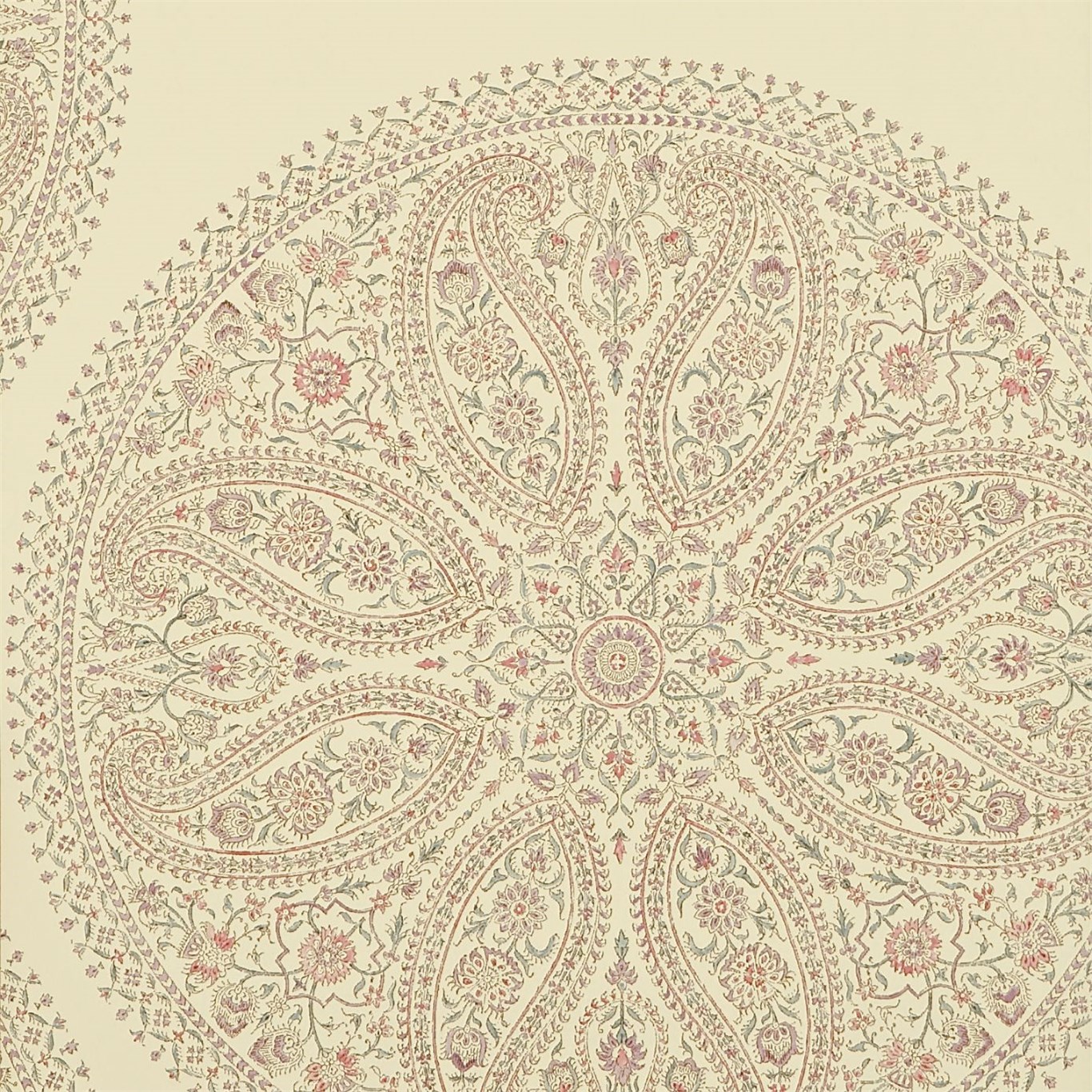 Wallpaper - Sanderson Caverley Wallpapers Paisley Circles Mauve/Rose