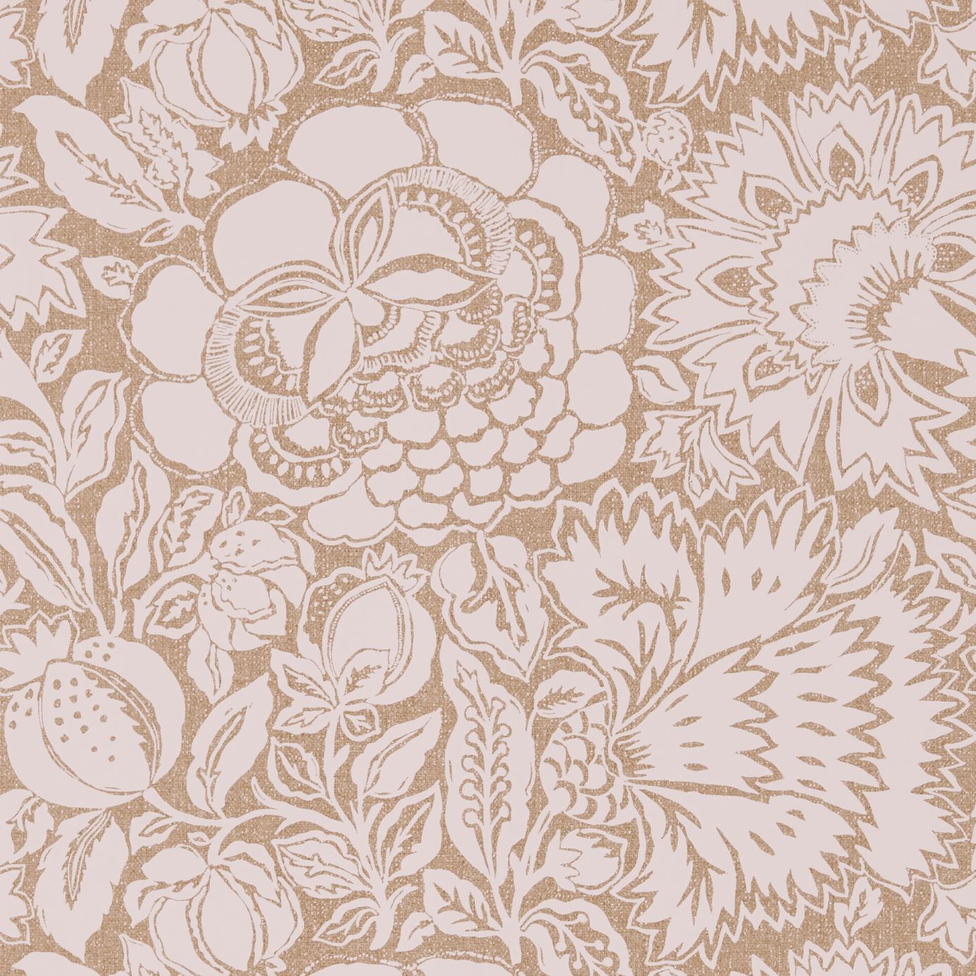 Wallpaper - Sanderson Sojourn Wallpaper Poppy Damask Linen/Natural