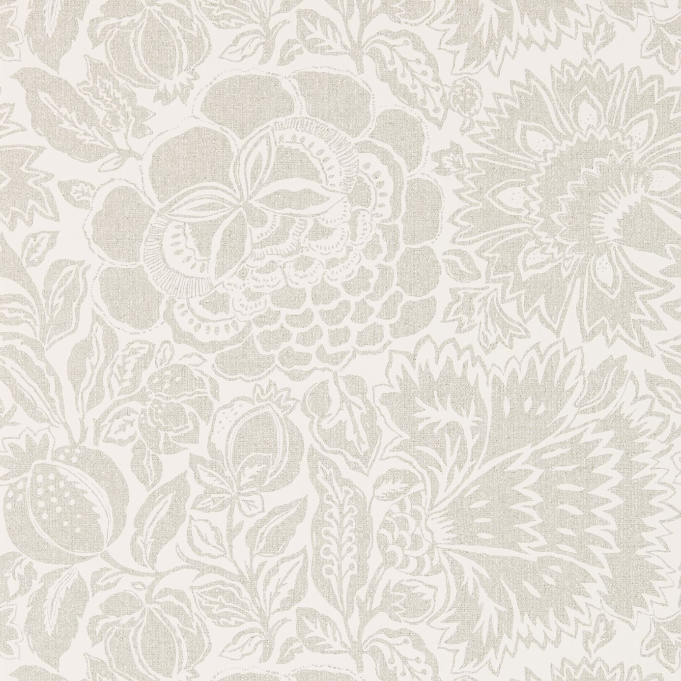 Tapet - Sanderson Sojourn Wallpaper Poppy Damask Silver/Chalk