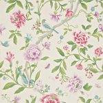 Tapet – Sanderson – Caverley – Porcelain Garden – Magenta/Leaf Green