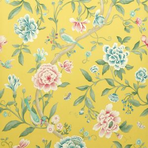 Wallpaper - Sanderson Caverley Wallpapers Porcelain Garden Rose/Linden