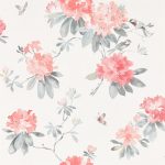 Wallpaper – Sanderson – Waterperry Wallpaper – Rhodera – Coral/Grey