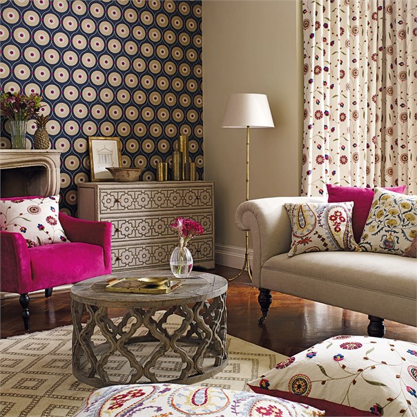 Tapet - Sanderson Sojourn Wallpaper Starla Lime/Cerise