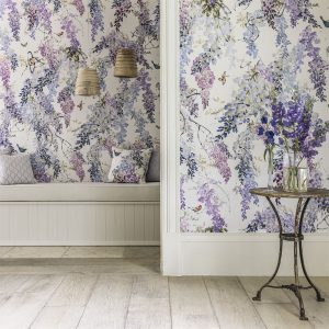 Wallpaper - Sanderson Waterperry Wallpaper Wisteria Falls Panel A Lilac