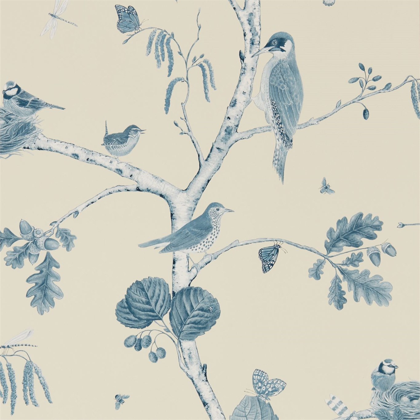 Tapet - Sanderson Woodland Walk Wallpapers Woodland Chorus Indigo/Ecru