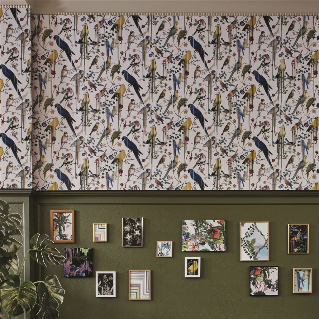 Wallpaper Christian Lacroix Histoires Naturelles Wallpaper Birds Sinfonia Argent
