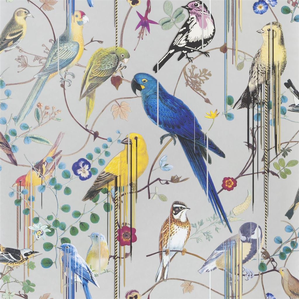 Tapet Christian Lacroix Histoires Naturelles Wallpaper Birds Sinfonia Argent