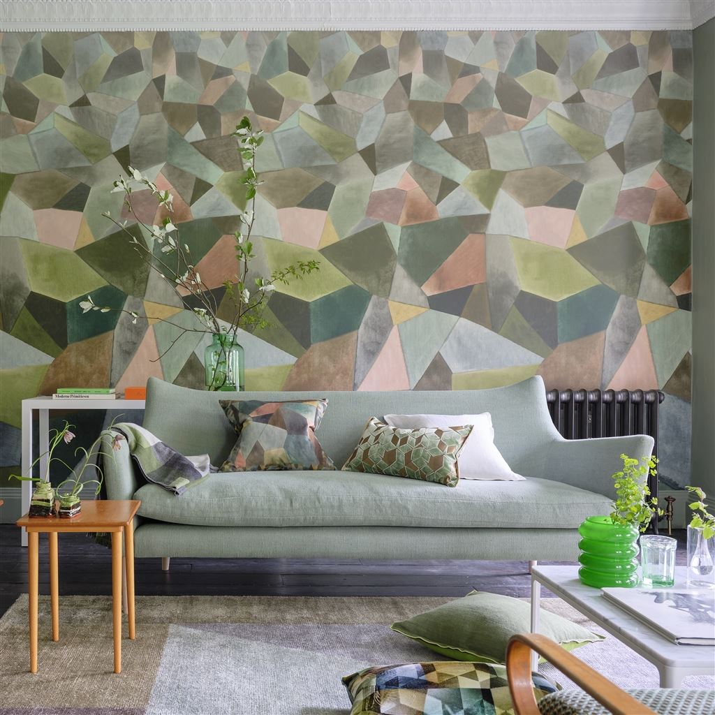 Wallpaper Designers Guild Scenes and Murals Wallpaper Geo Moderne Jade