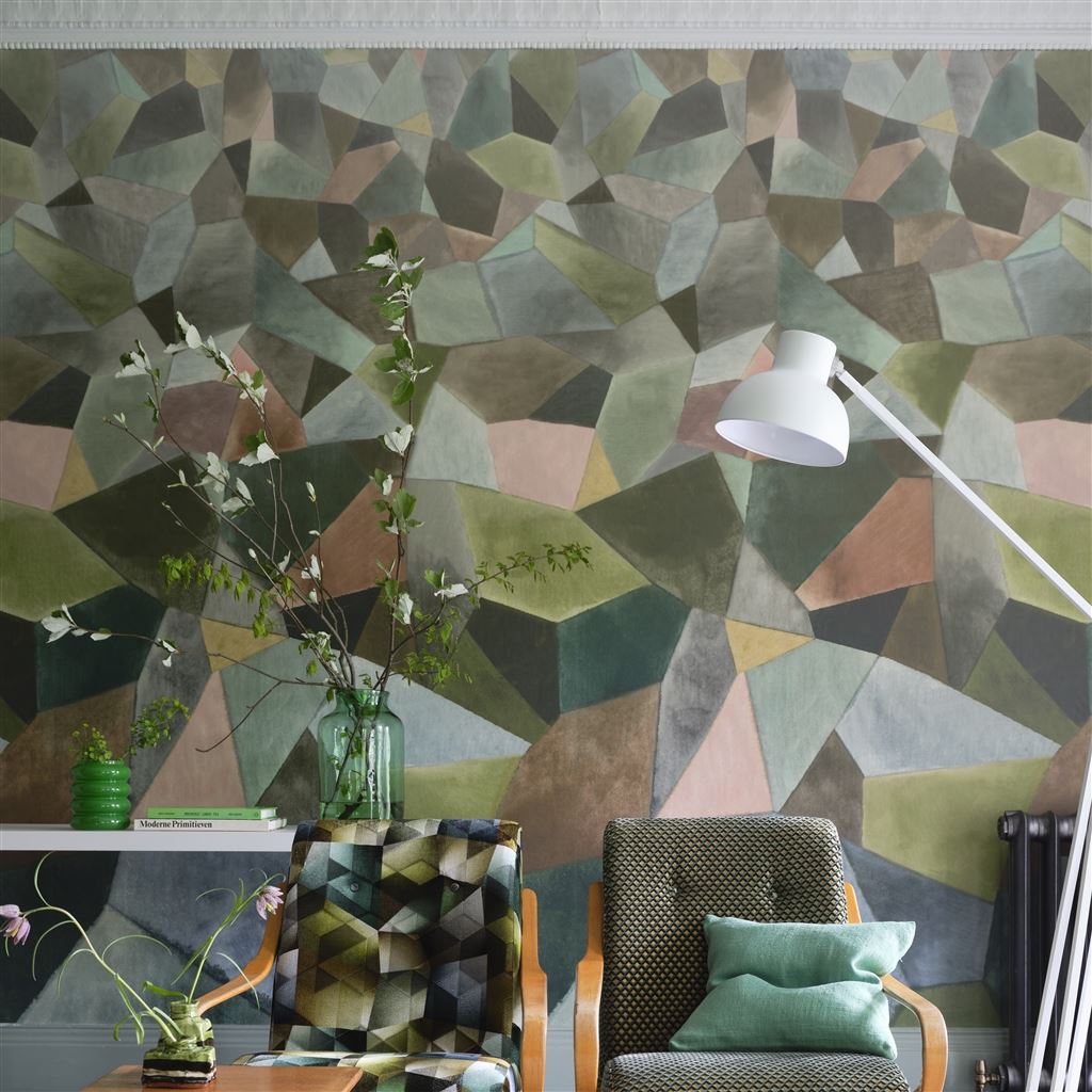Tapet Designers Guild Scenes and Murals Wallpaper Geo Moderne Jade