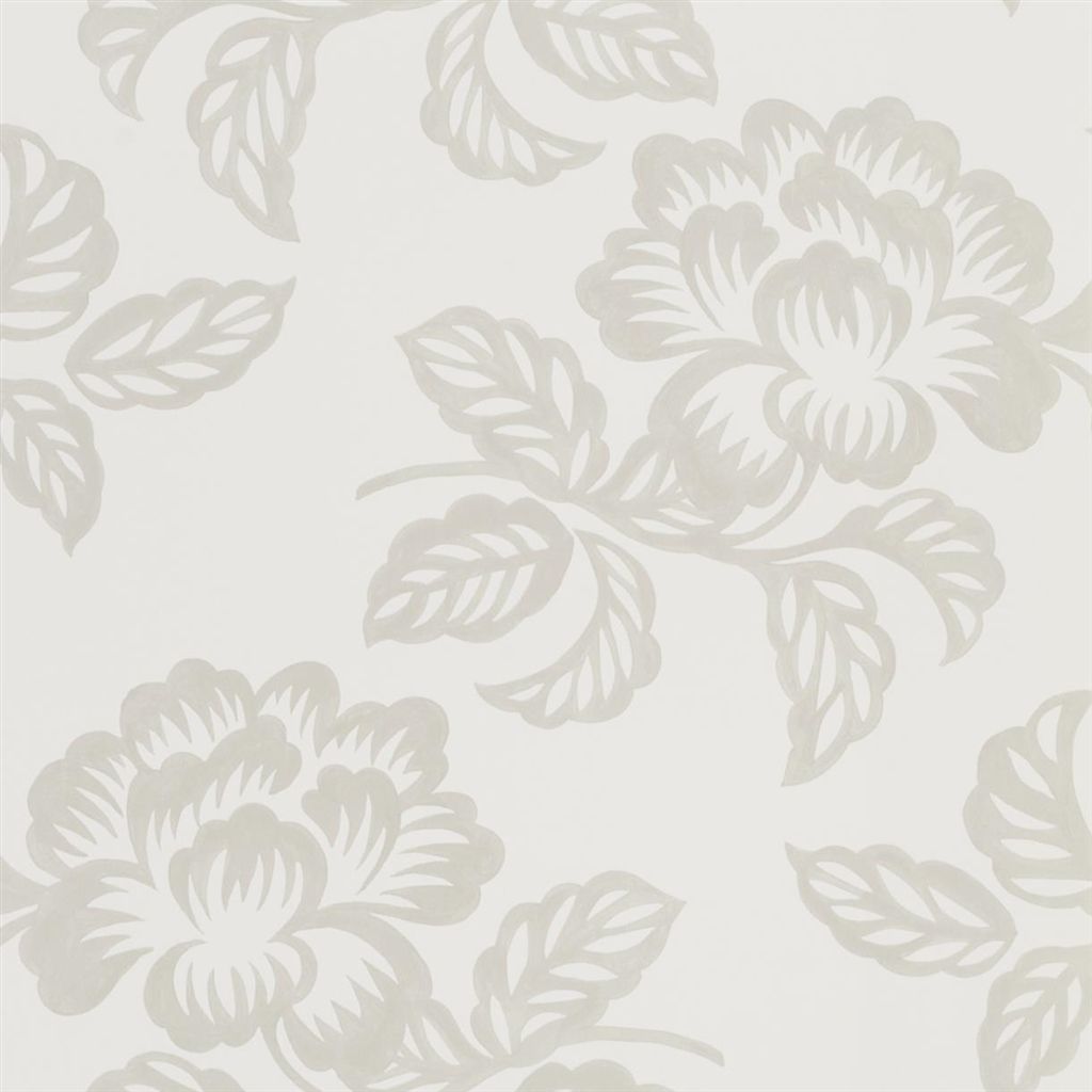 Wallpaper - Designers Guild - Majolica - Berettino - Ecru - Straight match - 53 cm x 10 m